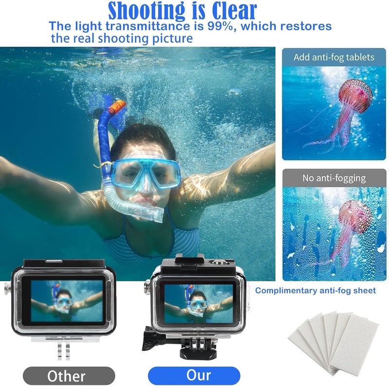 PCTC 45M(148ft) Waterproof Case for DJI Osmo Action5 Pro, Accessories for DJI Osmo Action5 Pro/4/3 Waterproof Case,Protective Underwater Dive Housing Shell with Bracket Accessories - Image 5